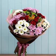 Букет цветов из:  Розы, Хризантемы и Альстромерии #REPLACE_PRED# Кузьмоловском