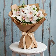 Букет Белые орхидеи в Кузьмоловском Букет цветов из: Орхидеи и Розы в Кузьмоловском